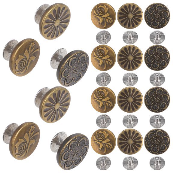 WHAMVOX 30 Pcs Metal Waist-closing Buttons Practical Jean Snap for Loose