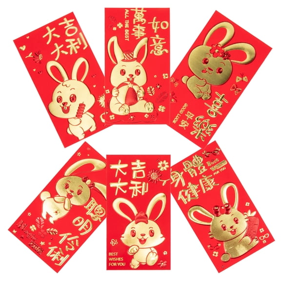 ROMANSENTIAL Red Envelopes Chinese New Year Festival Rabbit Design Premium Paper