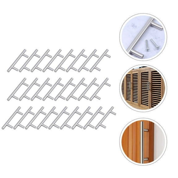 WHAMVOX  30 Pcs Stainless Steel Handle Cabinet Knob Drawer Barn Door Handles Kitchen Cabinets Silver