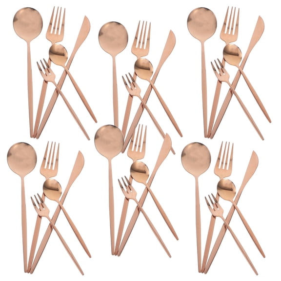 WHAMVOX 30 Pieces Rose Gold Stainless Steel Tableware Set Silverware Set With Fork Spoon Knife Stainless Steel Cutlery For Eating