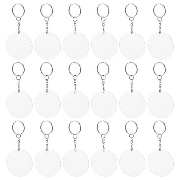 WHAMVOX 30 Sets Blank Key Ring DIY Keychain Kit Empty Sublimation Transparent