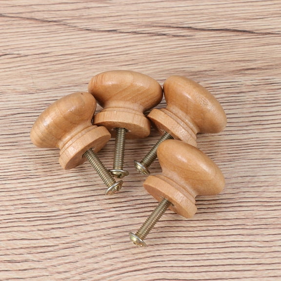 WHAMVOX 30PCS Light Brown Wooden Handles for Drawer Use Classic Round Style with Screws Small Size Single