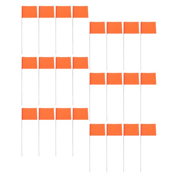 WHAMVOX 30Pcs Orange Signal Flags PVC Steel Wire for Garden Decoration and Yard Marking