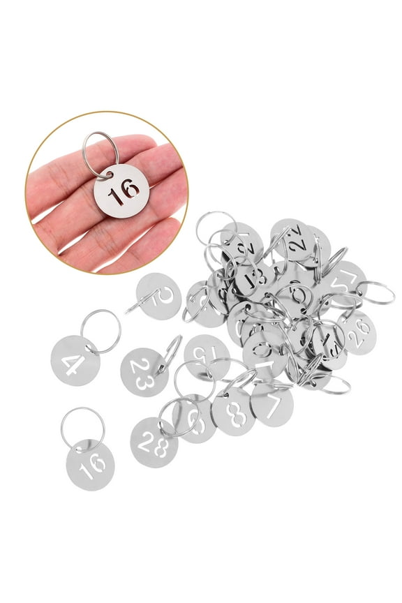 30pcs Number Tag Hanging Round Shaped Number Label Pendant For Keys Keychains Bag  Round Numbered Tags Number Tags Diy Key Tags