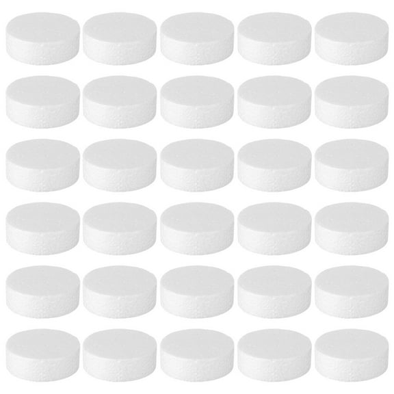 WHAMVOX 30pcs White Foam Circles Foam Cylinders 75mm Round Foam Discs For Diy Crafts For Art Projects School Activities Round Foam Cake Dummies