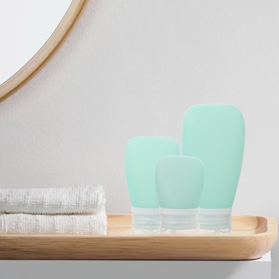 WHAMVOX 3PCS Blue Silicone Lotion Dispenser Bottle Refillable Press Pump for Travel and Home Use