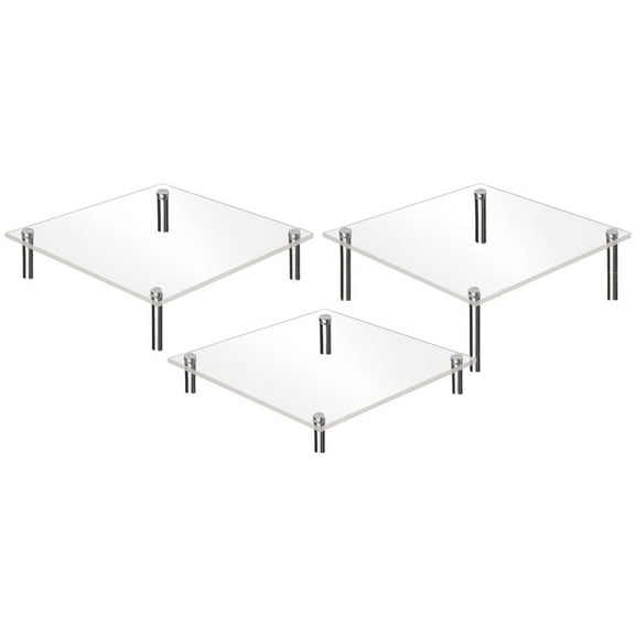 WHAMVOX 3Pcs Clear Acrylic Square Cake Display Stand for Birthday Party and Home Use