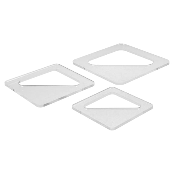 WHAMVOX 3Pcs Curved Triangle Board Handle Template for Woodworking and Kitchen Preparation Transparent