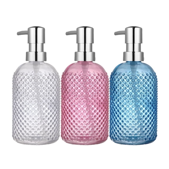 WHAMVOX 3Pcs Glass Soap Dispenser Bottles for Storage Reusable Eco Friendly 400ML
