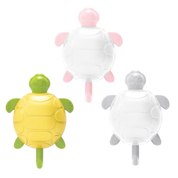 SKISUNO 3Pcs Adhesive Tortoise Wall Hooks Assorted Colors No Punch Hanging Holders