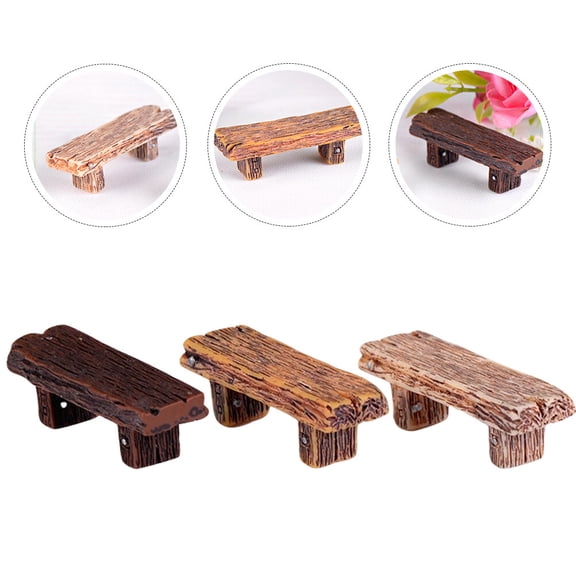 WHAMVOX 3Pcs Mini House Bench Models Decorative Bench Models Miniature Bench Appearance Decors