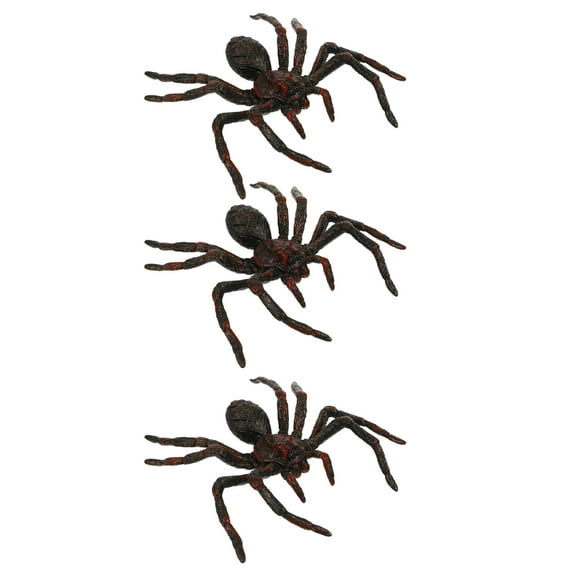WHAMVOX Realistic Fake Spider Dark Red PVC 3Pcs 4.3x3.1in