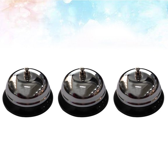 ROMANSENTIAL 3Pcs Desktop Restaurant Service Bell in Black Stainless Steel with Clear Loud Sound
