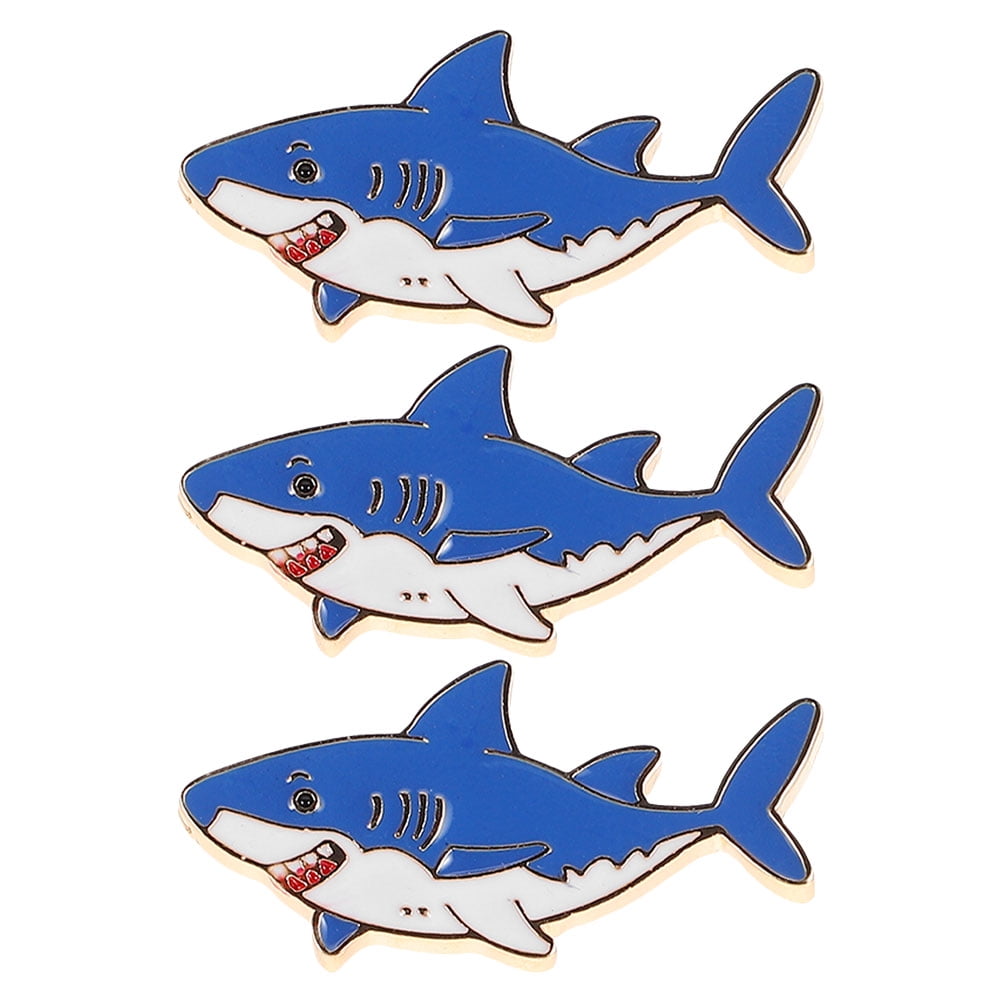 WHAMVOX 3pcs Cute Shark Lapel Pins Cartoon Brooch For Clothes Zinc Alloy Marine Life Lapel Pins Ocean Animal Accessories For Backpack Jacket Hat