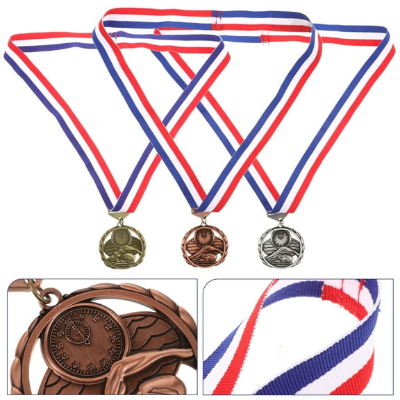 WHAMVOX 3pcs Decorative Metal With Rope Medals Interesting Sports Swimming Medals Sports Accessories