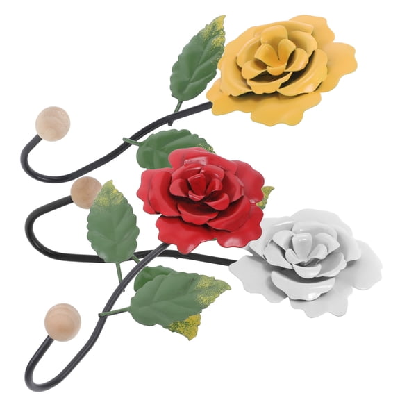 WHAMVOX 3pcs Flower Wall Art Cute Wall Hooks Indoor Wall-mounted Hook