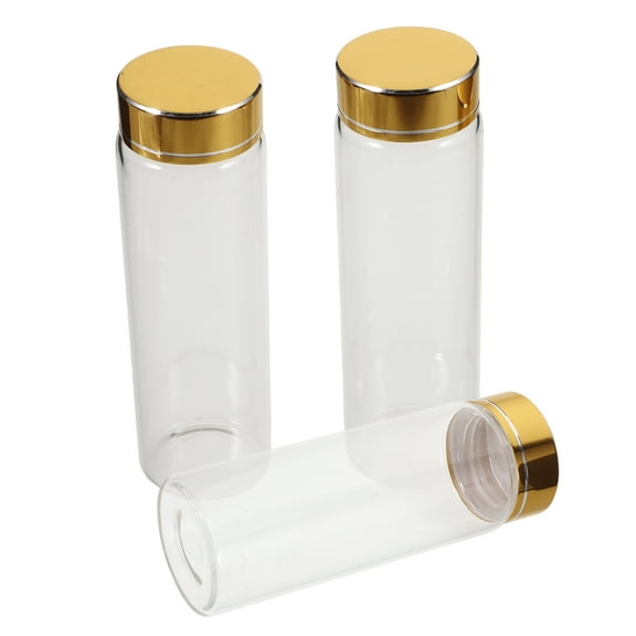WHAMVOX 3pcs Glass Clear Test Tubes Liquid Sample Vial Test Tubes Wishing Vials With Caps (50ml, 80ml, 90ml)
