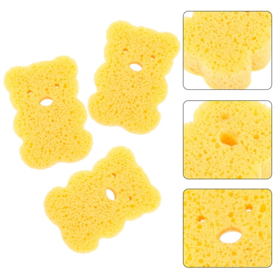 WHAMVOX 3pcs Kitchen Cleaning Sponge Reusable Dish Washing Sponge Creative Cartoon Bear Shaped Scrubber Pad
