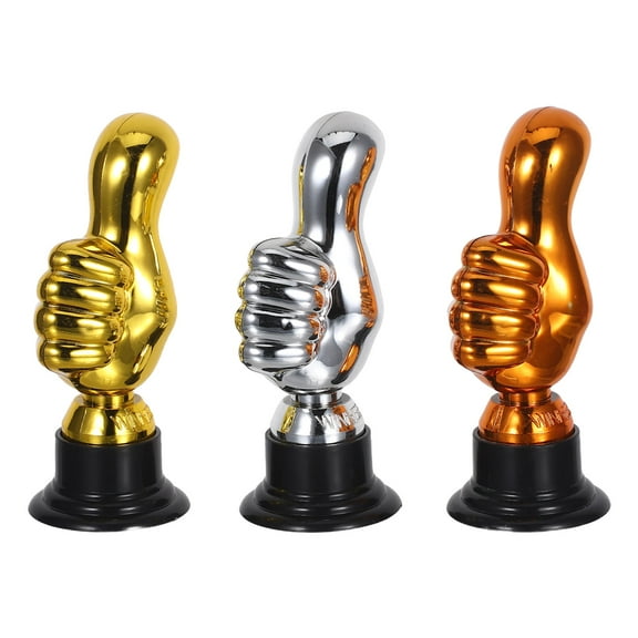 WHAMVOX 3pcs Plastic Mini Trophy Cup Thumbs Up Trophy Award High Thumbs Up Trophies Funny Trophies Office Rewards for Competitions Class Rewards and Sports