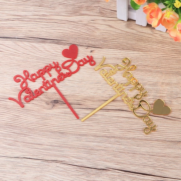 WHAMVOX 3pcs Valentine's Day Cake Topper Beautiful Acrylic Cake Insert for Woman Lady Female (English Word Pattern)