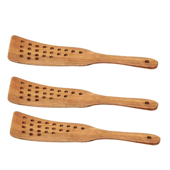 WHAMVOX 3pcs Wooden Cookware High Temperature Resistance Spade Hole Filter Shovel for Restaurant Kitchen Home