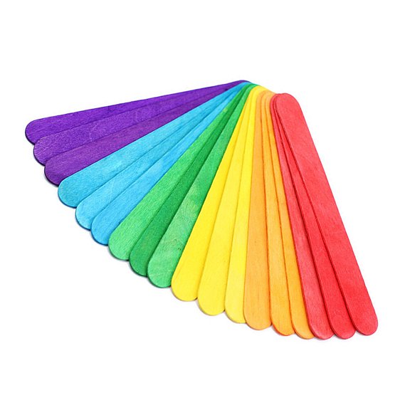 WHAMVOX 4 Bag Colored Wood Craft Sticks DIY Big Popsicle Crafting for Crafts