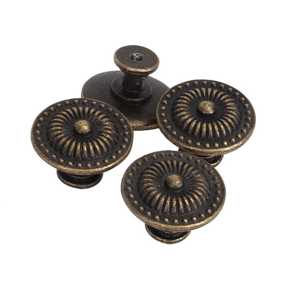 WHAMVOX 4 PC Antique Bronze Handle Door Handles Cabinet Knob Round