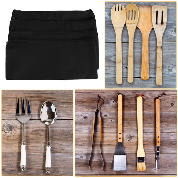 KHBUAB 4Pcs Premium Barbecue Tool Storage Organizer Black Portable Storage Holder with Zipper