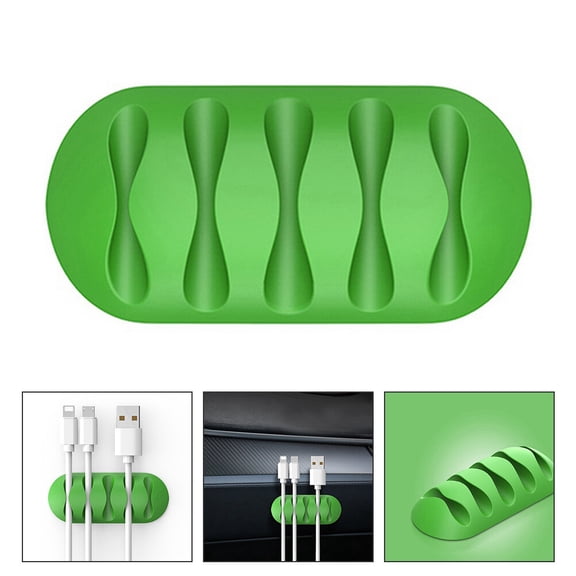 YSNOOWE 4Pcs Silicone Wire Cord Organizer Clips for Desktop Cable Management Green Color