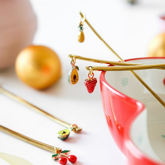 WHAMVOX 4 PCS Fruit Fork Set Stainless Small Forks Silverware Golden