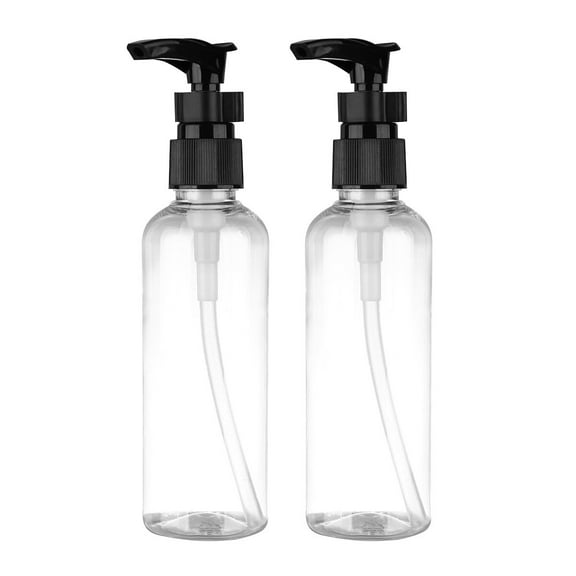 WHAMVOX 4 PCS Press Bottle Massage with Pump Travel Shampoo Lotion Dispenser Perfume Black