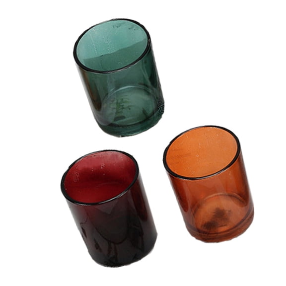 KHBUAB 4Pcs Assorted Color Glass Candle Cup Vintage Style Birthday Candle Desktop Decor