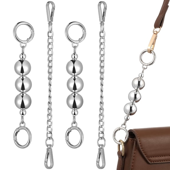WHAMVOX  4 Pcs Bag Strap Extension Chain Purse Tote Silver Travel Woman