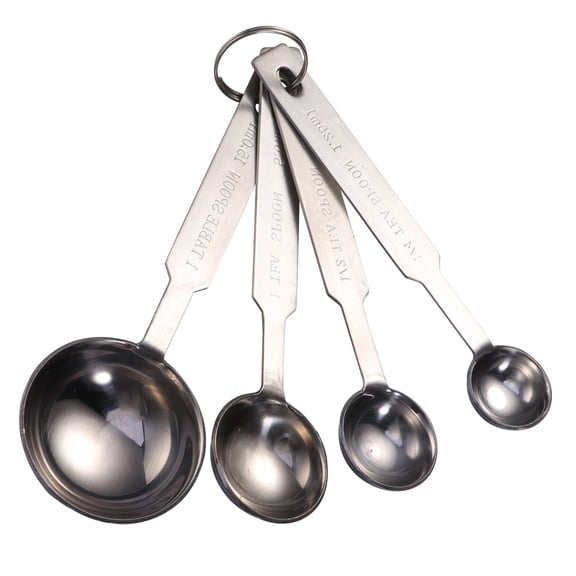 ROMANSENTIAL Whamvox Baking Measuring Spoons, Stainless Steel, Silver, Heat-Resistant, for Kitchen, 4Pcs