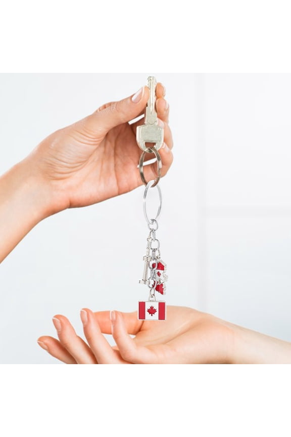 4 Pcs Canadian Souvenirs Keychain Maple Leaf Pendant Travel