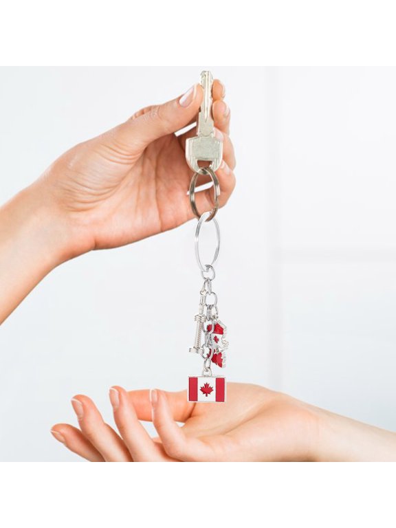 4pcs Canada Maple Leaf Keychain Zinc Alloy Bag Pendant for Keys