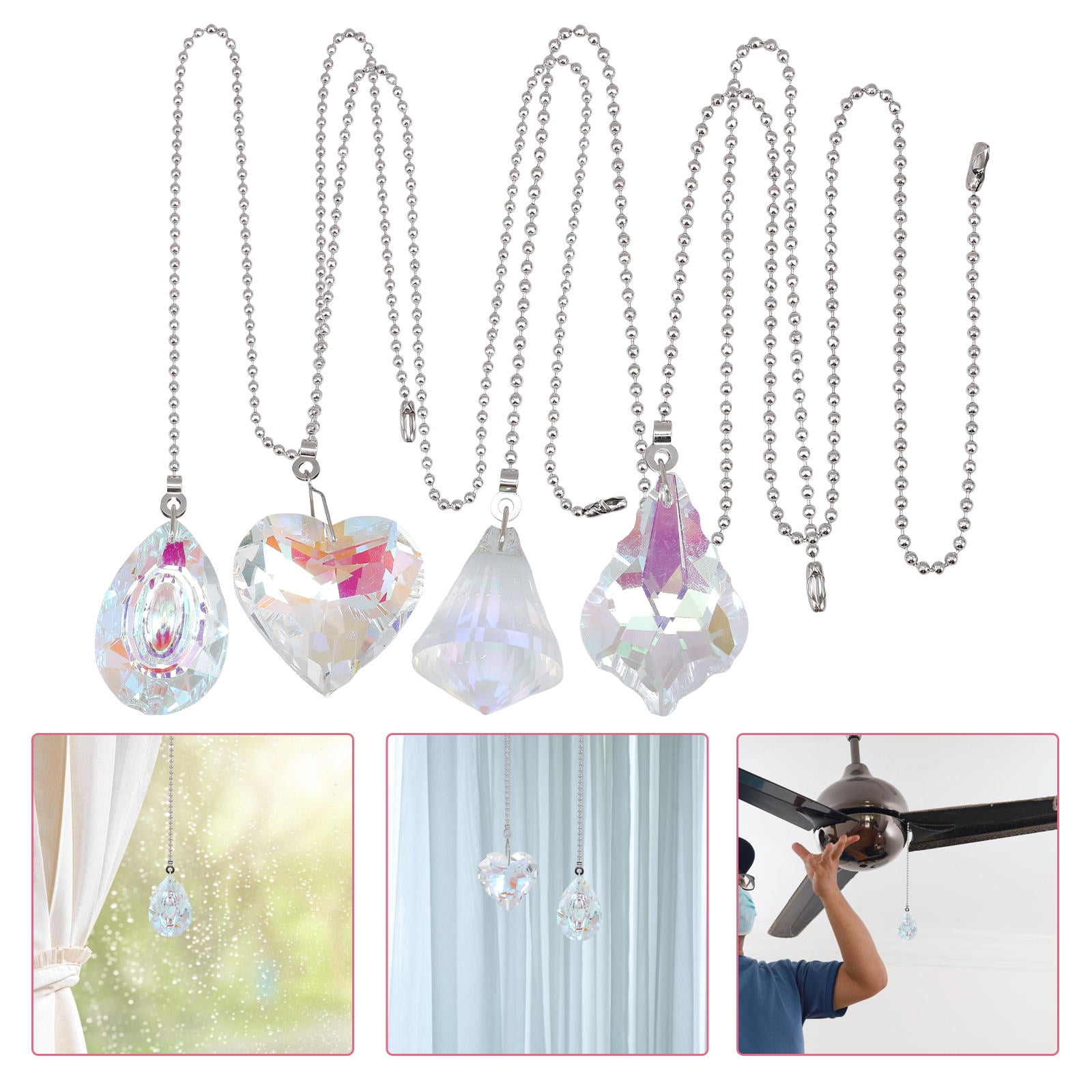 WHAMVOX 4 Pcs Ceiling Fan Pull Chain Crystals 54.00X3.00X3.00CM ...