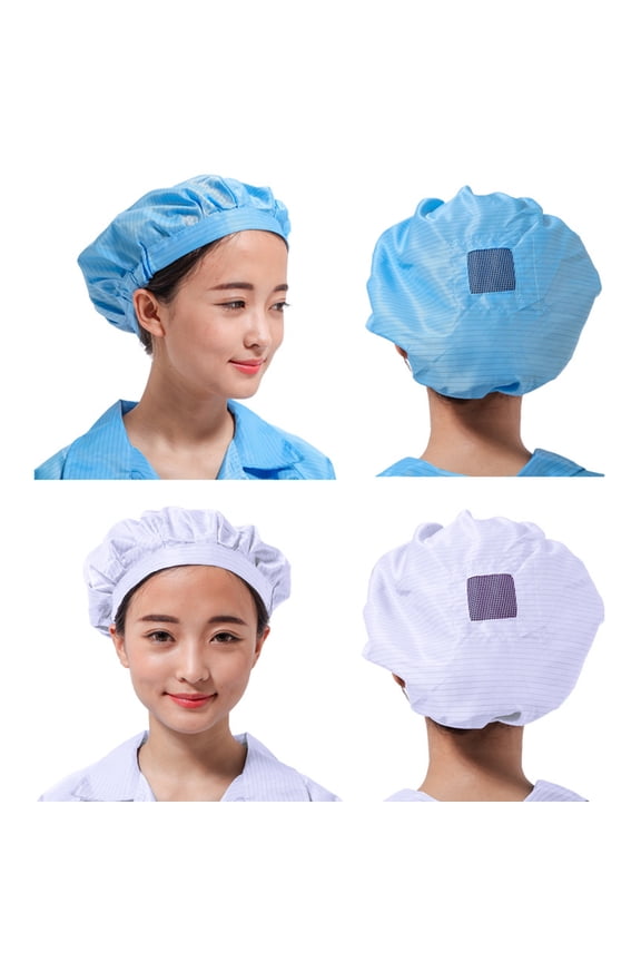 4 Pcs Cleanroom Anti-static Workshop Hat Breathable Mesh Window Polyester Hat Factory Working Hat (Blue, White, Pink, Yellow Style)
