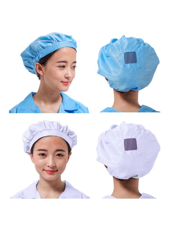 4 Pcs Cleanroom Anti-static Workshop Hat Breathable Mesh Window Polyester Hat Factory Working Hat (Blue, White, Pink, Yellow Style)