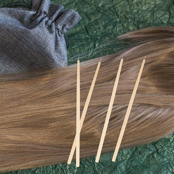 WHAMVOX 4 Pcs Crochet Hooks For Hair Extensions And Wig Making Bamboo Hand Hooks Tools For Crafting Set Of Ventilating Needles For Lace Wigs
