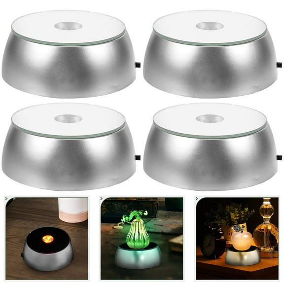 WHAMVOX  4 Pcs Crystal Display Base Stand Crystals Holder Lamp Silver