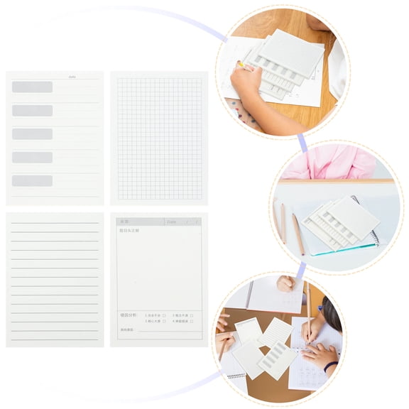 WHAMVOX 4 Pcs Decorative Memo Pads Students Page Markers Sticky Tabs Notepad White