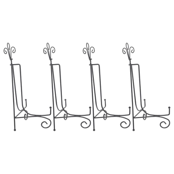 SEWCHICS Plate Display Stands Black Iron 4Pcs 12.8X5.6X5.5In