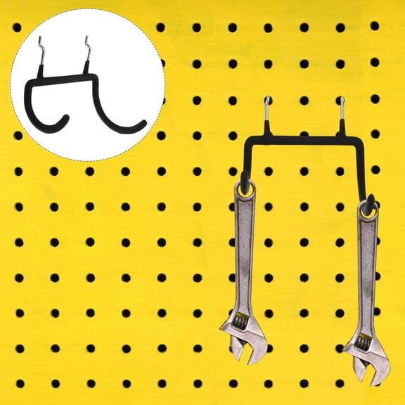 YSNOOWE 4Pcs Black Metal Pegboard Double Hooks Heavy Duty Display Rack Hooks for Efficient Storage