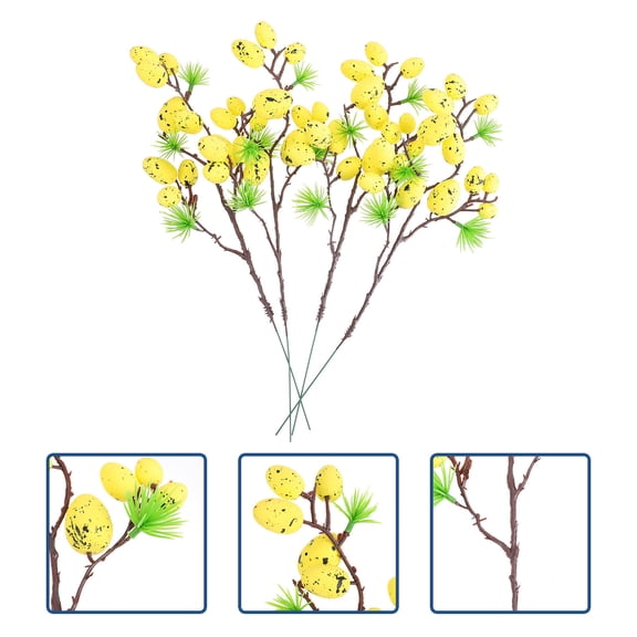WHAMVOX 4 Pcs Dye Spotted Egg Cuttings Spring Decoration 32CM Yellow