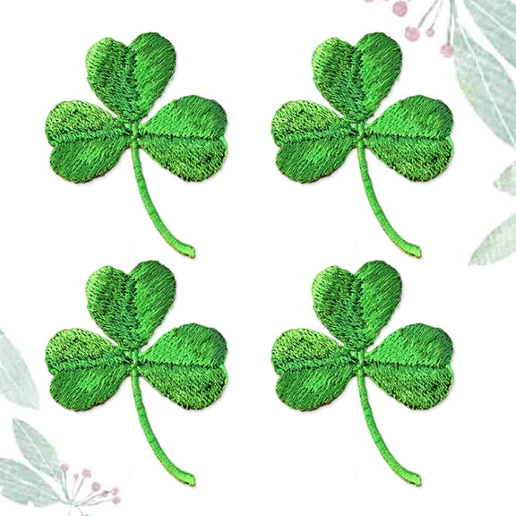 WHAMVOX  4 Pcs Embroidered Cloth Patch Shamrock Embroidery Patches Green