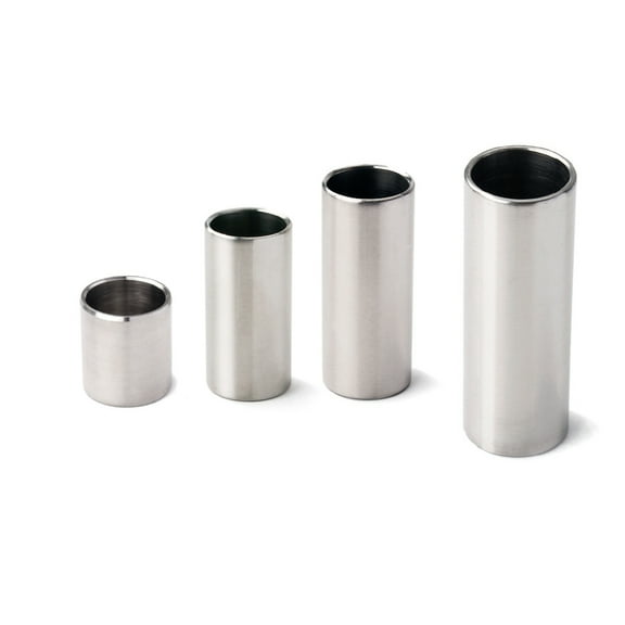 WHAMVOX 4 Pcs Finger Tube Chromed Steel Slide Slides Setup Guitar Silver