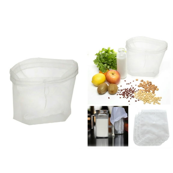 WHAMVOX 4 Pcs Fruit Juice Filter Pouch Soy Milk Bag Fine Mesh Strainer Bags White