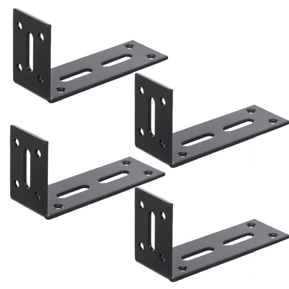 SKISUNO 4-Pack Black L-Shaped Corner Brackets Iron Angle Joint Fasteners for Cabinets, Shelves, Furniture Support