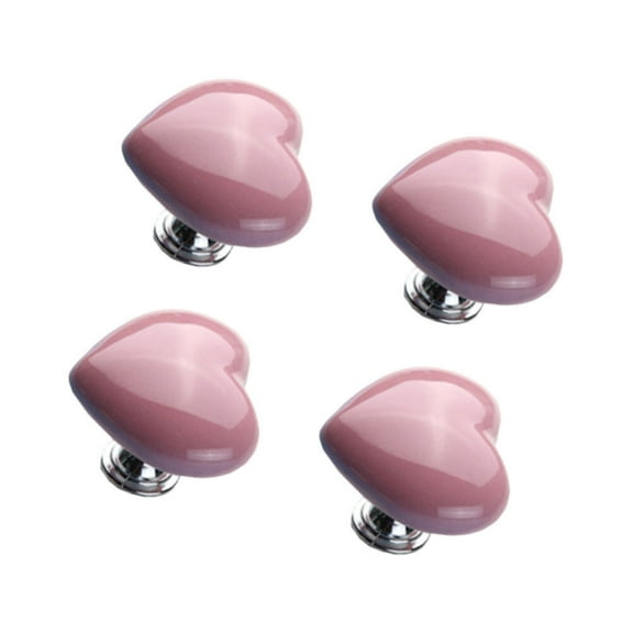 WHAMVOX  4 Pcs Heart Shape Door Knob Love Ceramic Handle Unique Style Knobs